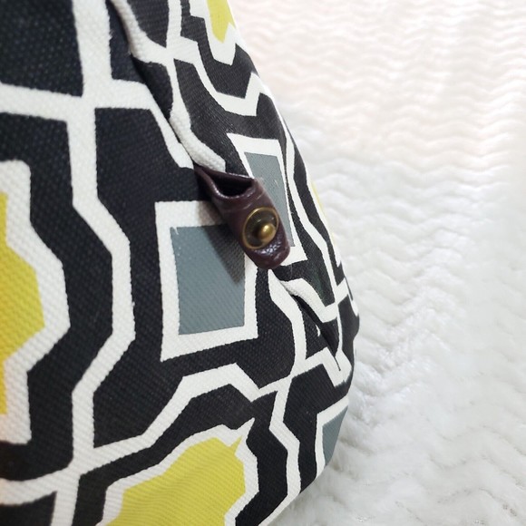 Lulu Dharma Bag Canvas Carry-On Travel Tote Weekender Eco-Luxury Geo Chartreuse - Picture 9 of 13